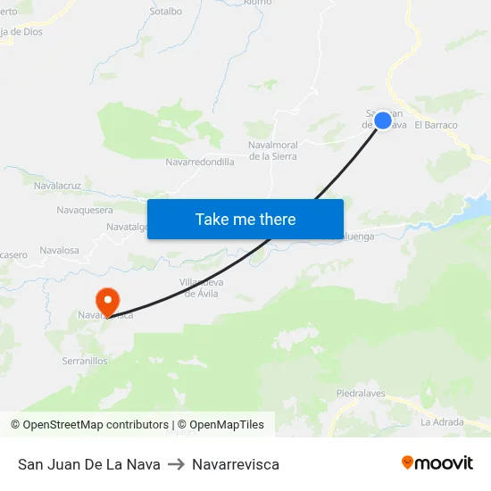 San Juan De La Nava to Navarrevisca map