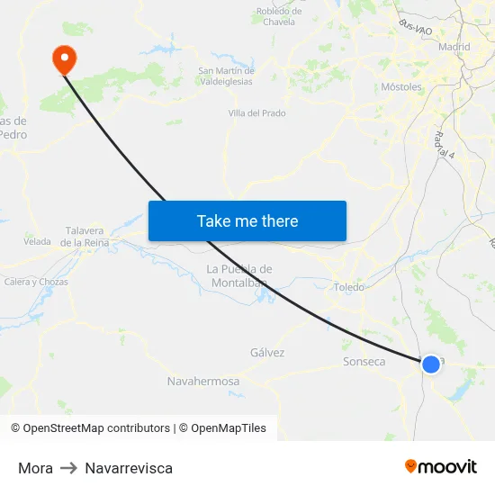 Mora to Navarrevisca map