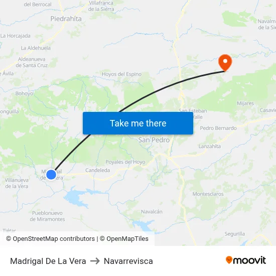Madrigal De La Vera to Navarrevisca map