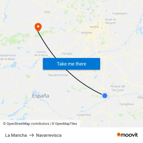La Mancha to Navarrevisca map