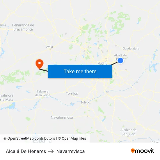 Alcalá De Henares to Navarrevisca map