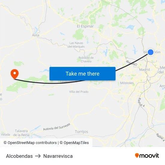 Alcobendas to Navarrevisca map