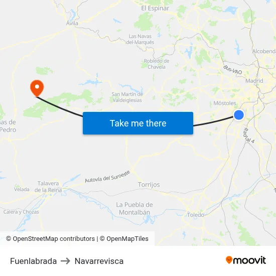 Fuenlabrada to Navarrevisca map