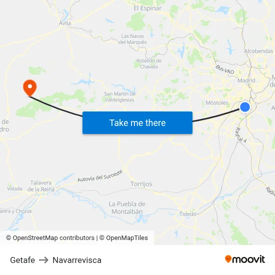 Getafe to Navarrevisca map