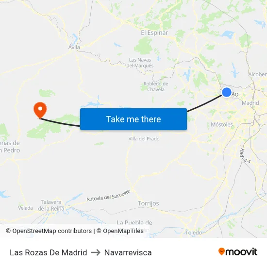 Las Rozas De Madrid to Navarrevisca map