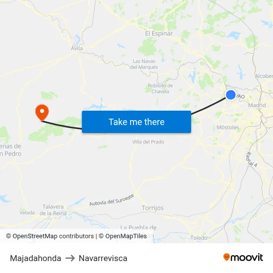 Majadahonda to Navarrevisca map