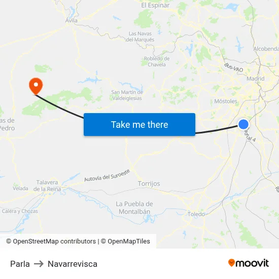 Parla to Navarrevisca map