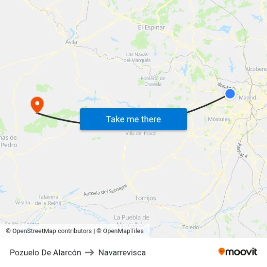 Pozuelo De Alarcón to Navarrevisca map