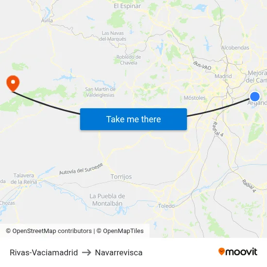 Rivas-Vaciamadrid to Navarrevisca map