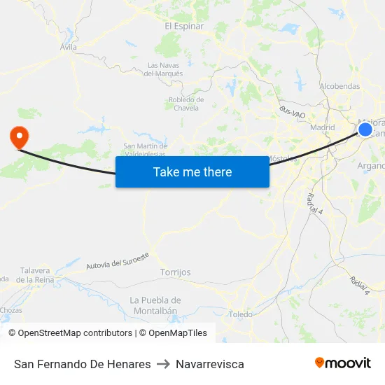 San Fernando De Henares to Navarrevisca map