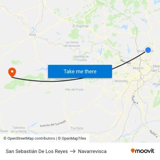 San Sebastián De Los Reyes to Navarrevisca map
