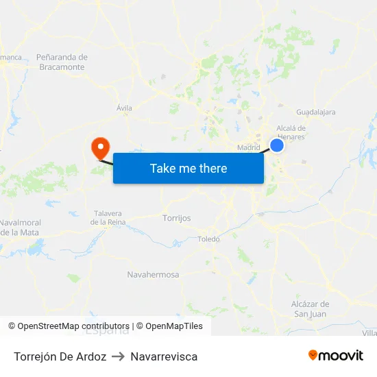 Torrejón De Ardoz to Navarrevisca map