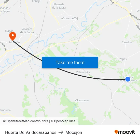 Huerta De Valdecarábanos to Mocejón map