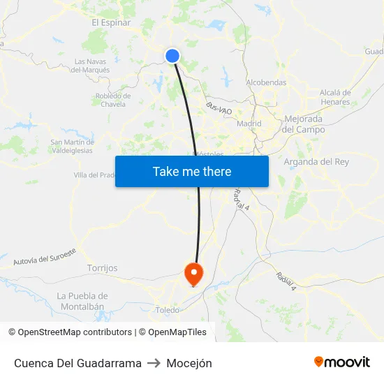 Cuenca Del Guadarrama to Mocejón map