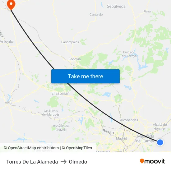 Torres De La Alameda to Olmedo map