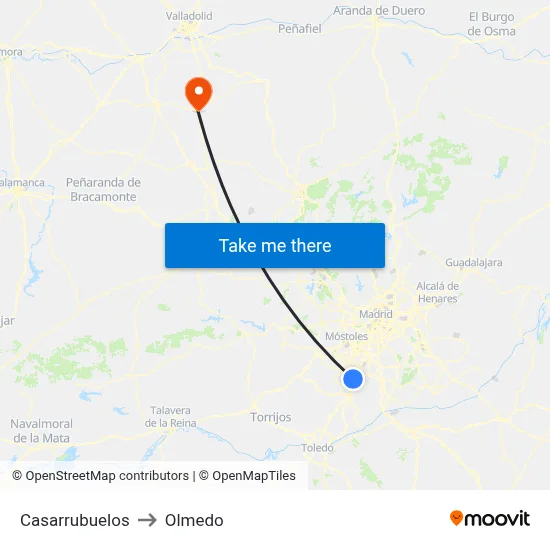 Casarrubuelos to Olmedo map
