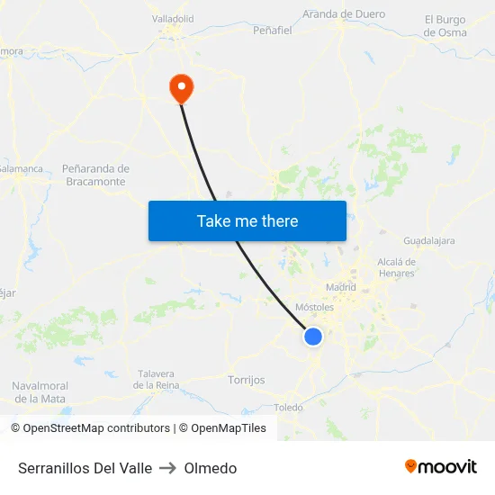 Serranillos Del Valle to Olmedo map