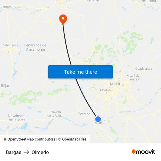 Bargas to Olmedo map