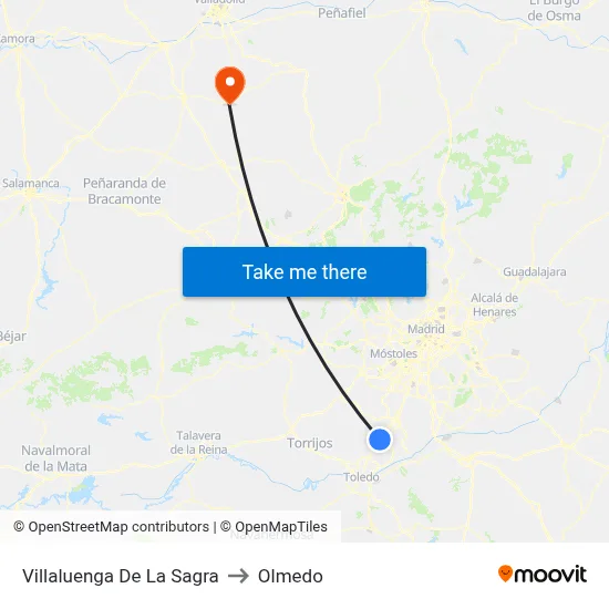 Villaluenga De La Sagra to Olmedo map