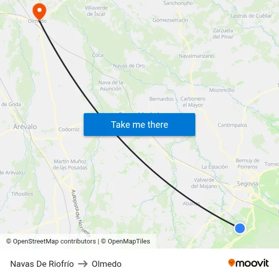 Navas De Riofrío to Olmedo map