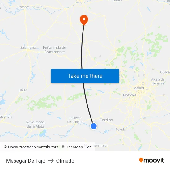Mesegar De Tajo to Olmedo map