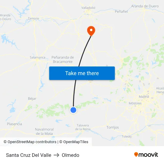 Santa Cruz Del Valle to Olmedo map