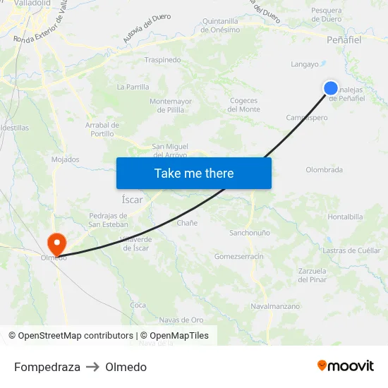 Fompedraza to Olmedo map