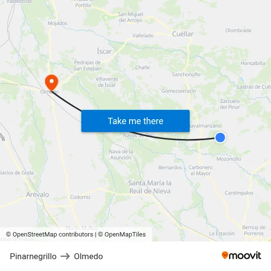 Pinarnegrillo to Olmedo map