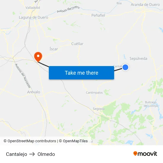 Cantalejo to Olmedo map