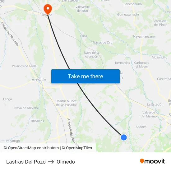 Lastras Del Pozo to Olmedo map