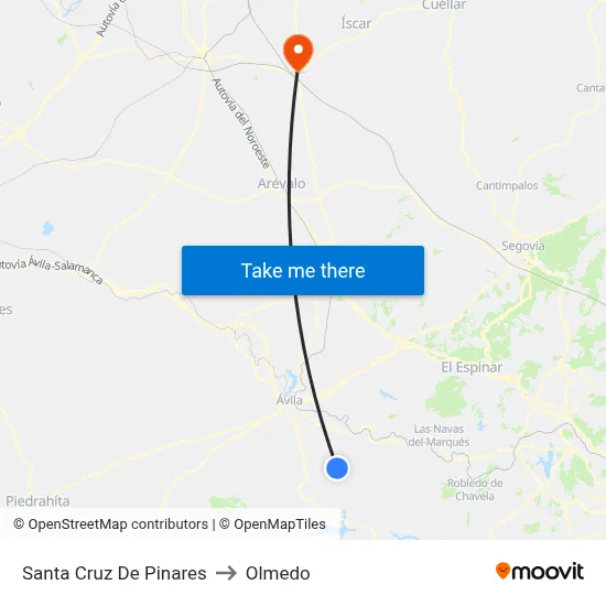 Santa Cruz De Pinares to Olmedo map