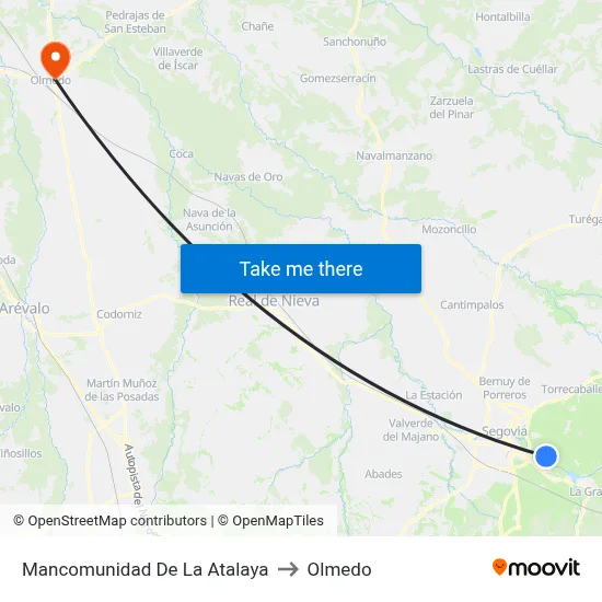 Mancomunidad De La Atalaya to Olmedo map