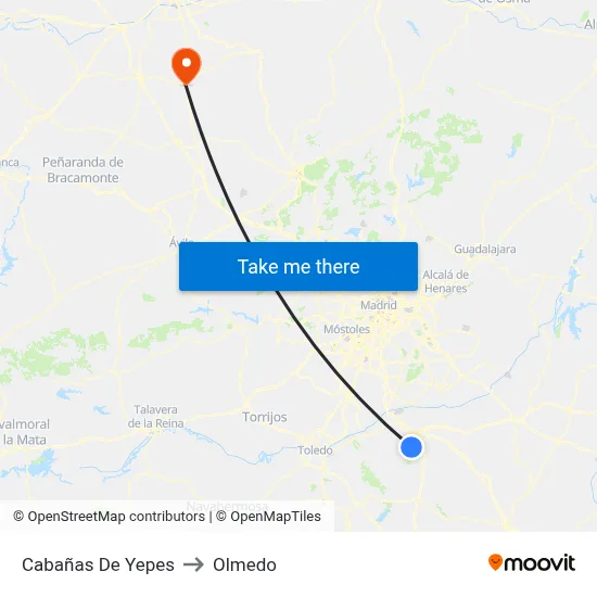 Cabañas De Yepes to Olmedo map