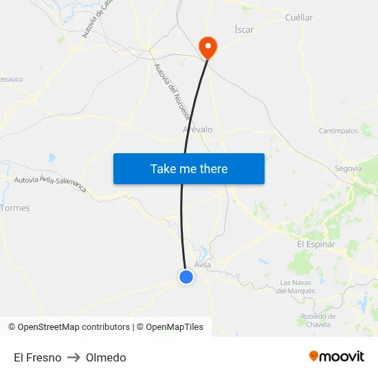 El Fresno to Olmedo map