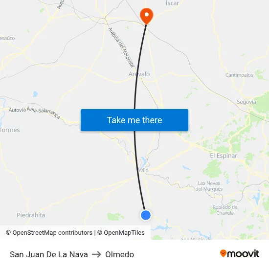 San Juan De La Nava to Olmedo map