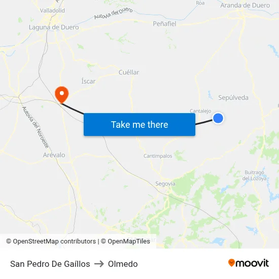 San Pedro De Gaíllos to Olmedo map