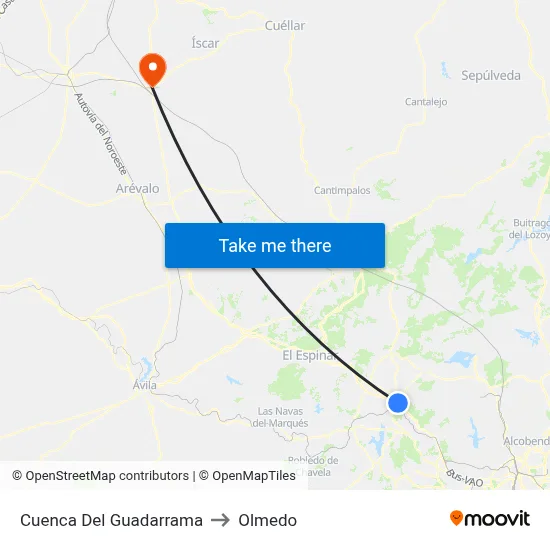 Cuenca Del Guadarrama to Olmedo map