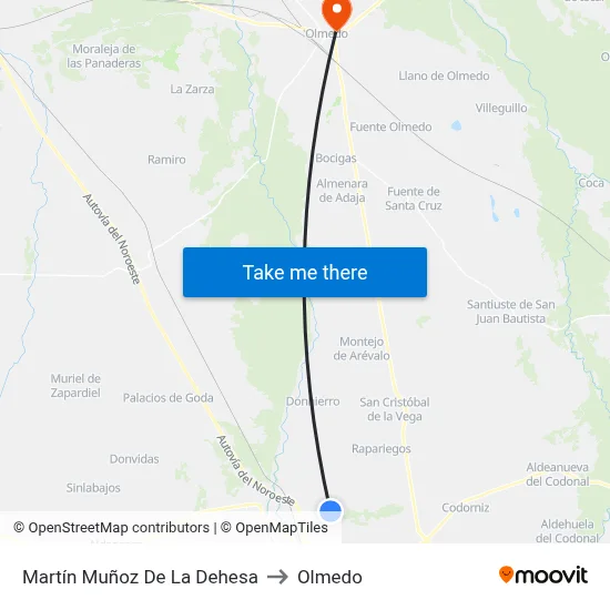 Martín Muñoz De La Dehesa to Olmedo map