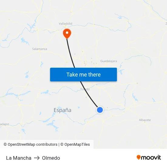 La Mancha to Olmedo map