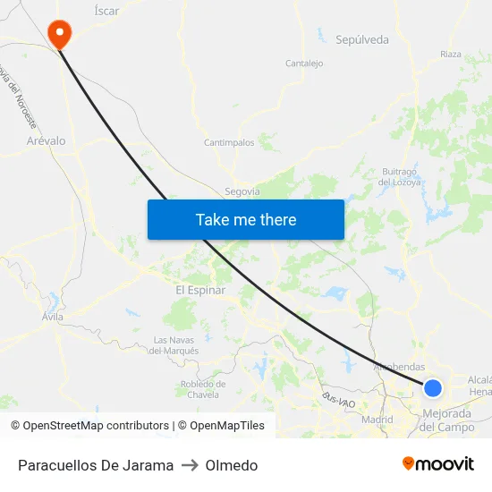 Paracuellos De Jarama to Olmedo map