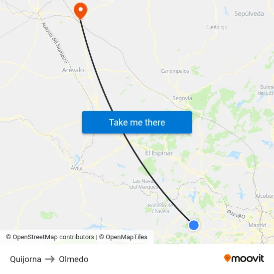 Quijorna to Olmedo map