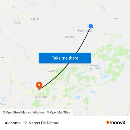 Aldeonte to Vegas De Matute map