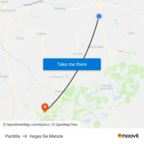 Pardilla to Vegas De Matute map