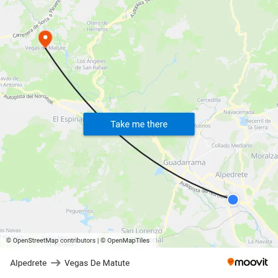 Alpedrete to Vegas De Matute map