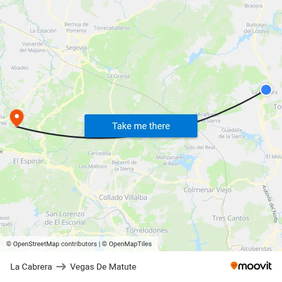 La Cabrera to Vegas De Matute map
