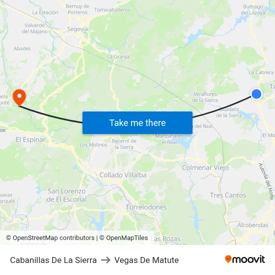 Cabanillas De La Sierra to Vegas De Matute map