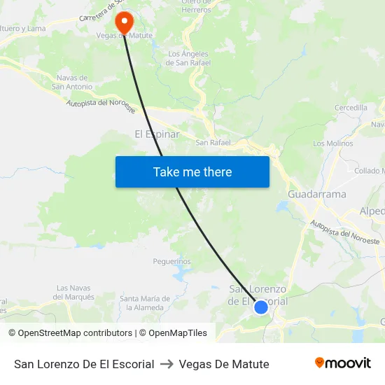 San Lorenzo De El Escorial to Vegas De Matute map