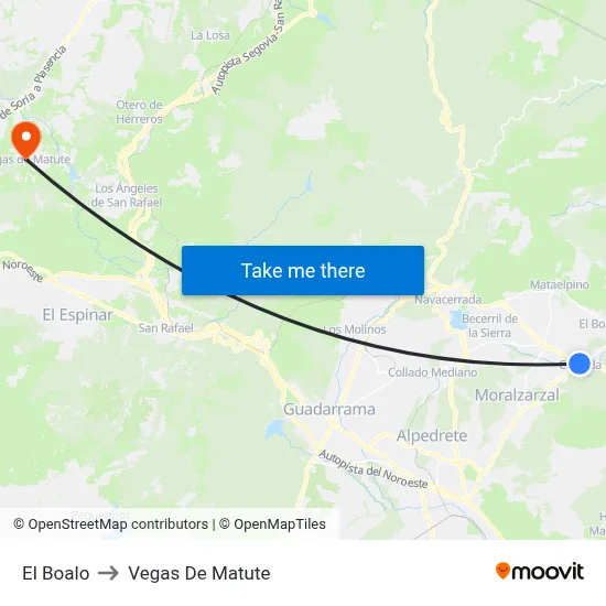 El Boalo to Vegas De Matute map