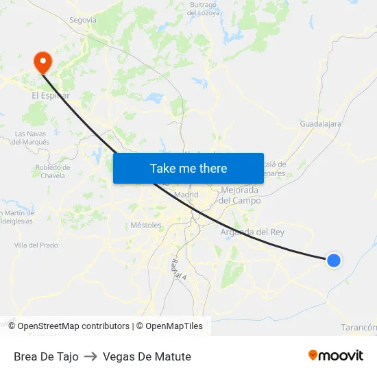 Brea De Tajo to Vegas De Matute map