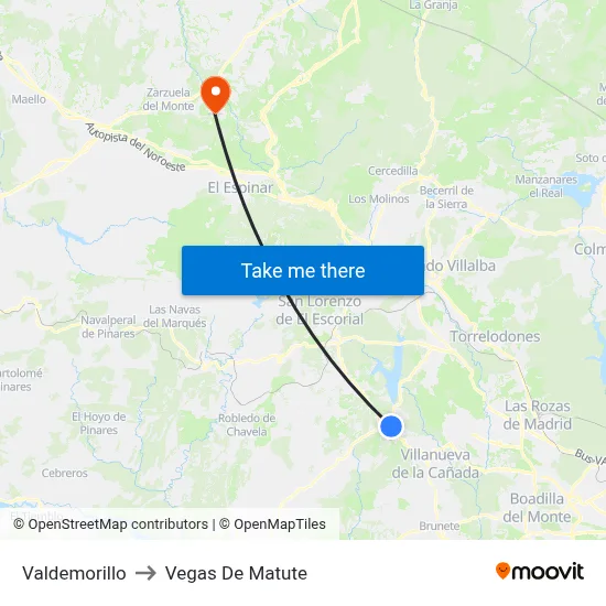 Valdemorillo to Vegas De Matute map